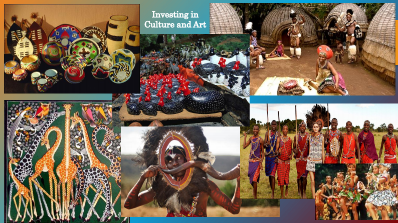 Eine Collage aus Bildern afrikanischer Kultur und Kunst