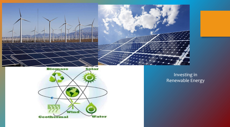 Eine Collage aus Bildern von Windturbinen, Solarmodulen und einem Diagramm der erneuerbaren Energien