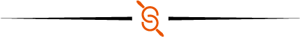 A black and orange swirl is between two lines on a white background.