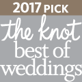 2017 Pick: The Knot Best of Weddings badge in white text on a gray background