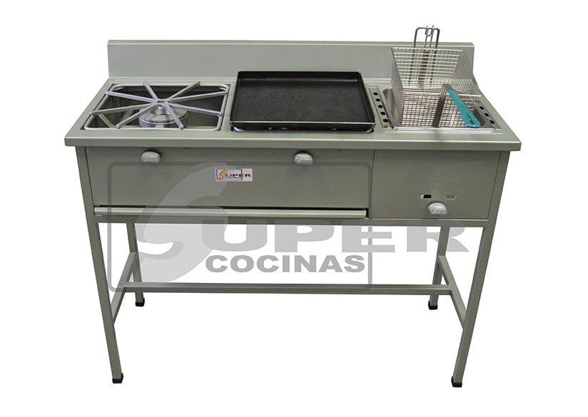 Súper Cocinas - estufa de hornillas, plancha, freidor 1 canasta