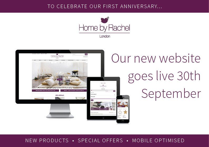A computer , tablet , and cell phone are displayed on a poster for home by rachel.