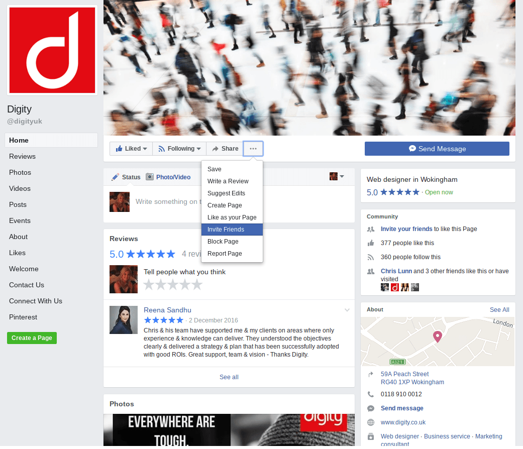 A facebook page with the letter d on it