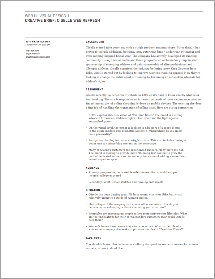 Creative Brief - Page 1 Creative Brief - Page 1