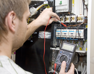 Electrician at Work — electrical upgrades in Ridley Park, PA Electrician at Work — electrical upgrades in Ridley Park, PA