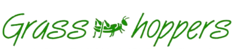 Green “Grass Hoppers” logo with stylized grasshopper in the center