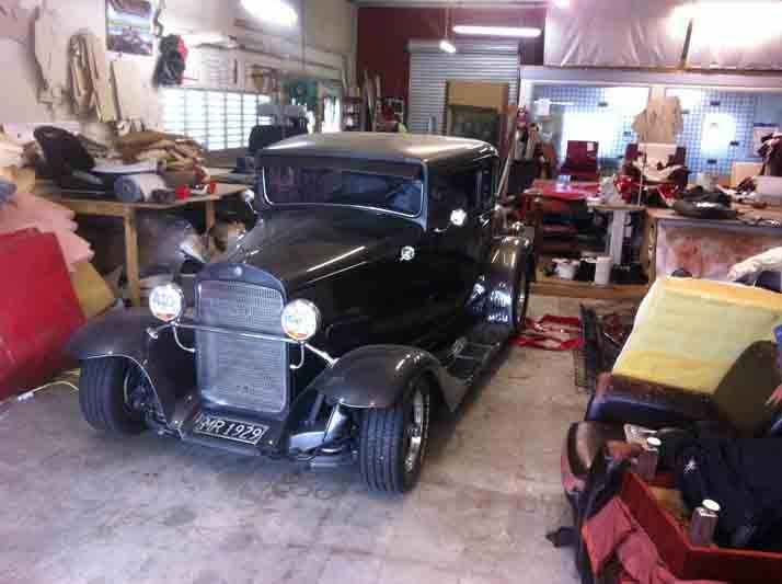 Automobile repair work in progress