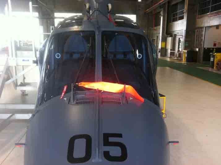 Upholstery of a helicopter being replaced