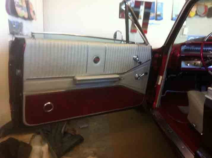View of the replaced car door upholstery