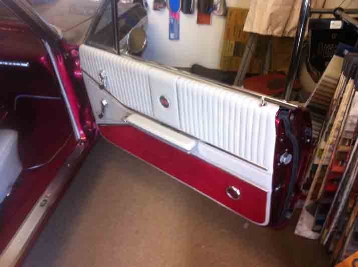 View of the replaced car door upholstery