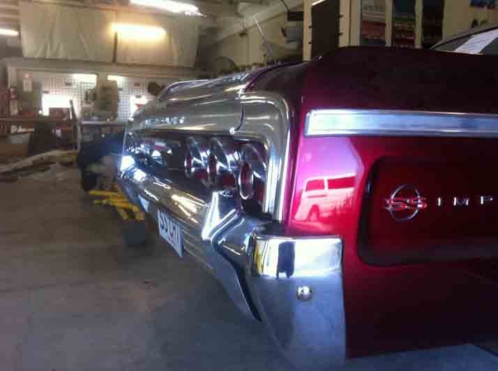 Rear view of a car after repair