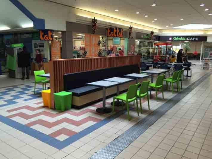 Seating space in a cafe