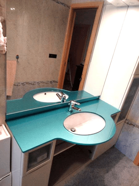 Top bagno retrolaccato con specchio