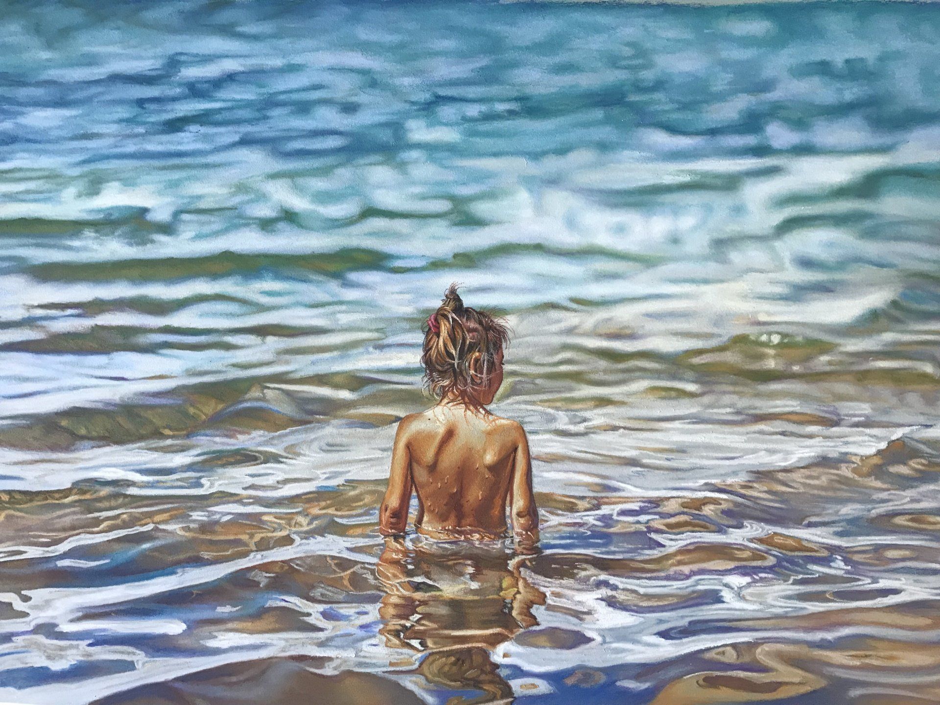 Painting of person bathing