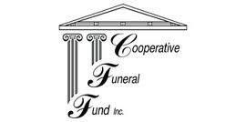 Logo for Cooperative Funeral Fund Inc. with stylized columns and script lettering