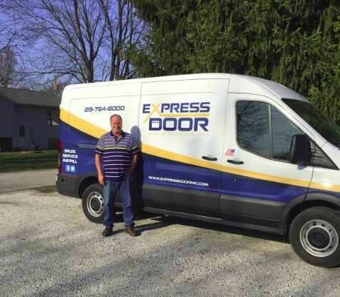 Express Door Service - Frank beside the van in Valparaiso, IN