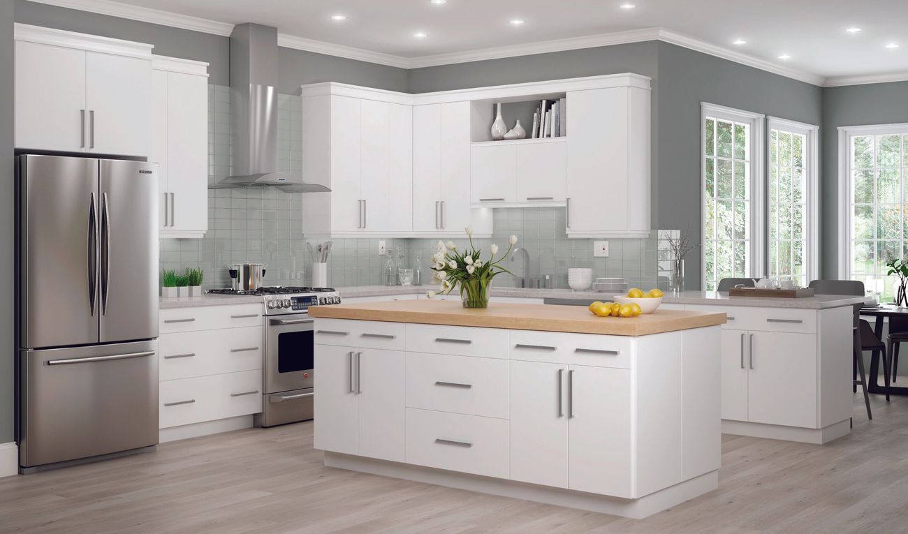white kitchen bar area