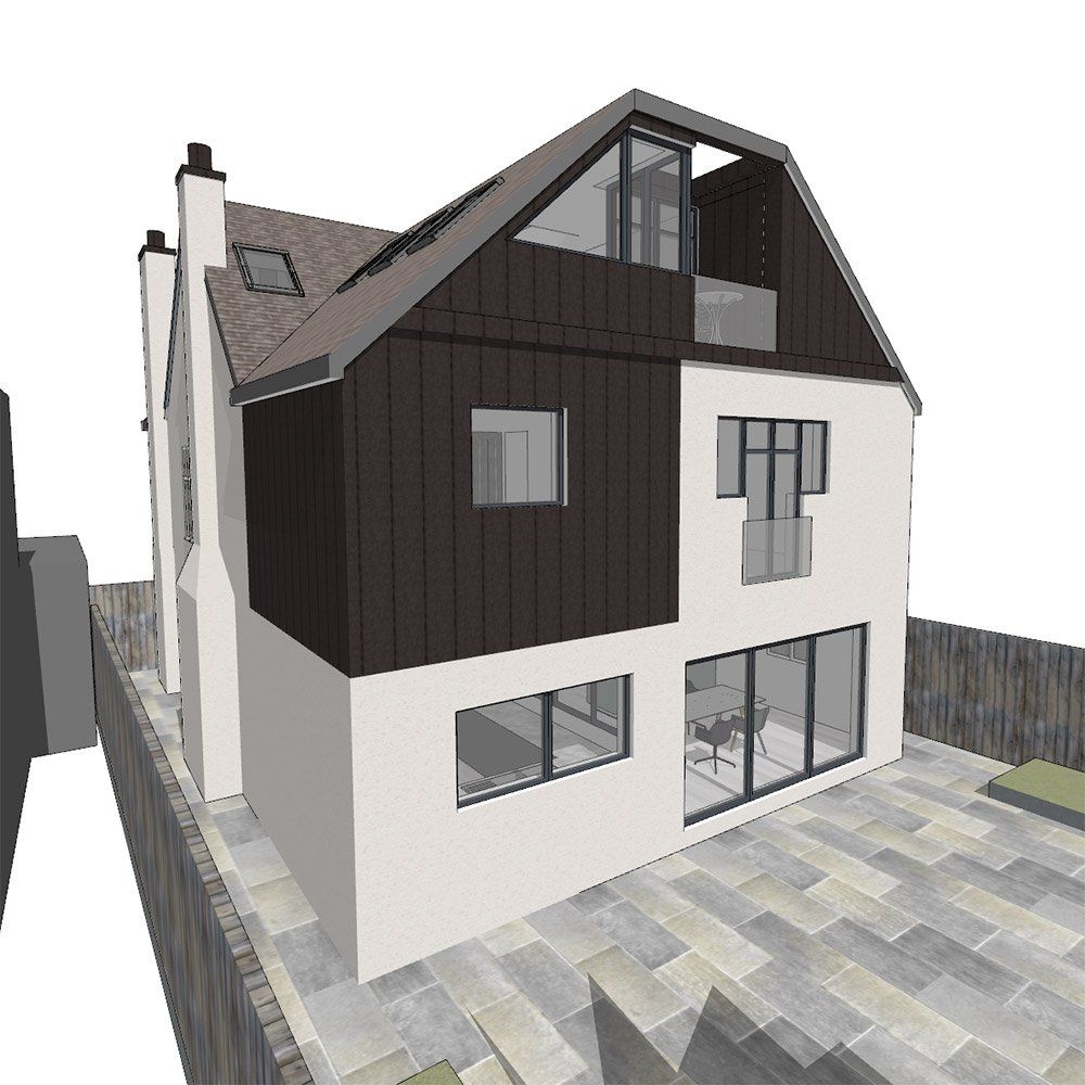 3D virtual view of rear of home