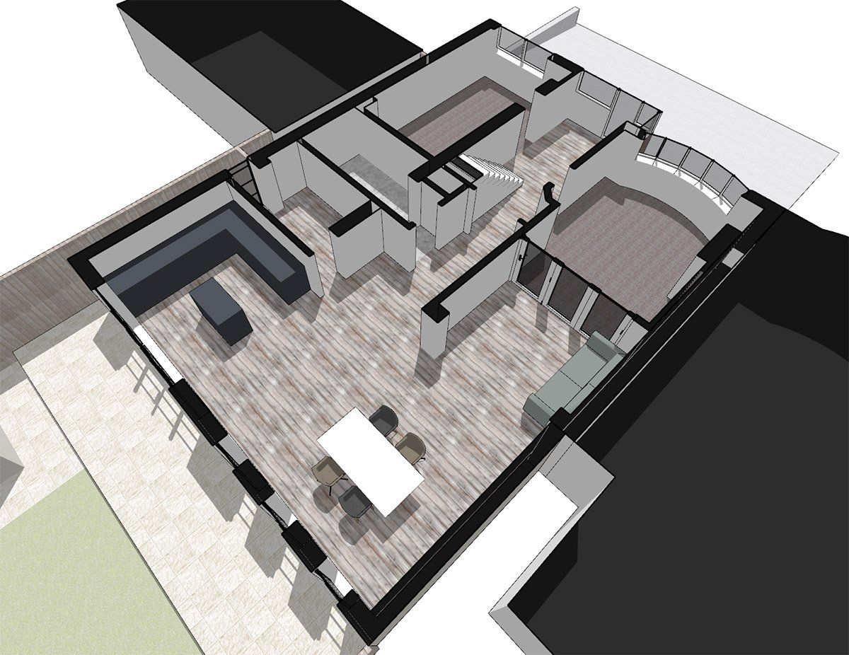 3D virtual floor plan of ground floor