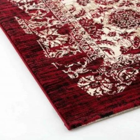 tappeto classico ricamato rosso e bianco