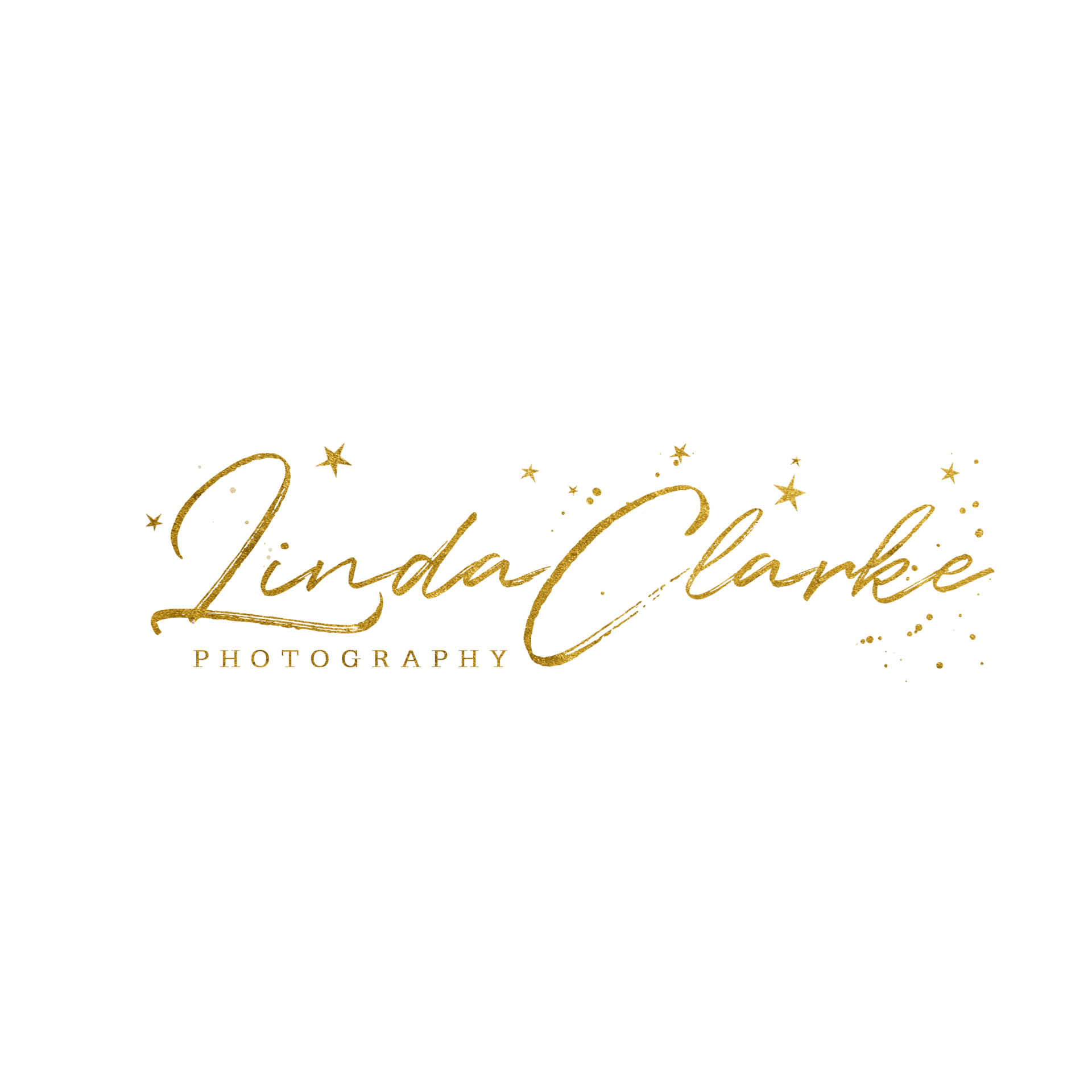 Logo with gold writing and a white background