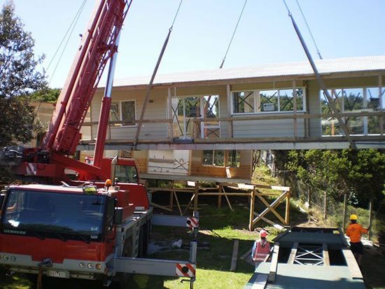 crane lifting building