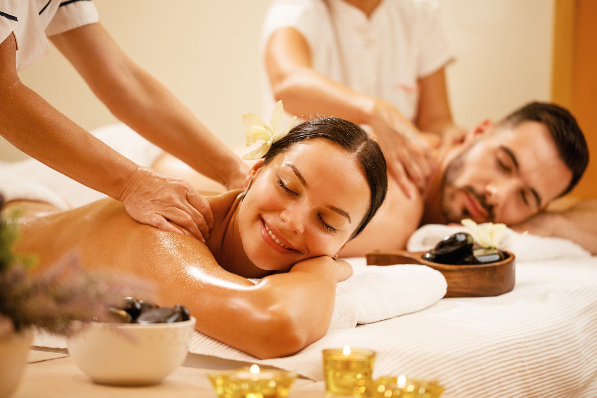 Couple Enjoying Peaceful Massage — Atlanta, GA — Thai Massage Couple Enjoying Peaceful Massage — Atlanta, GA — Thai Massage