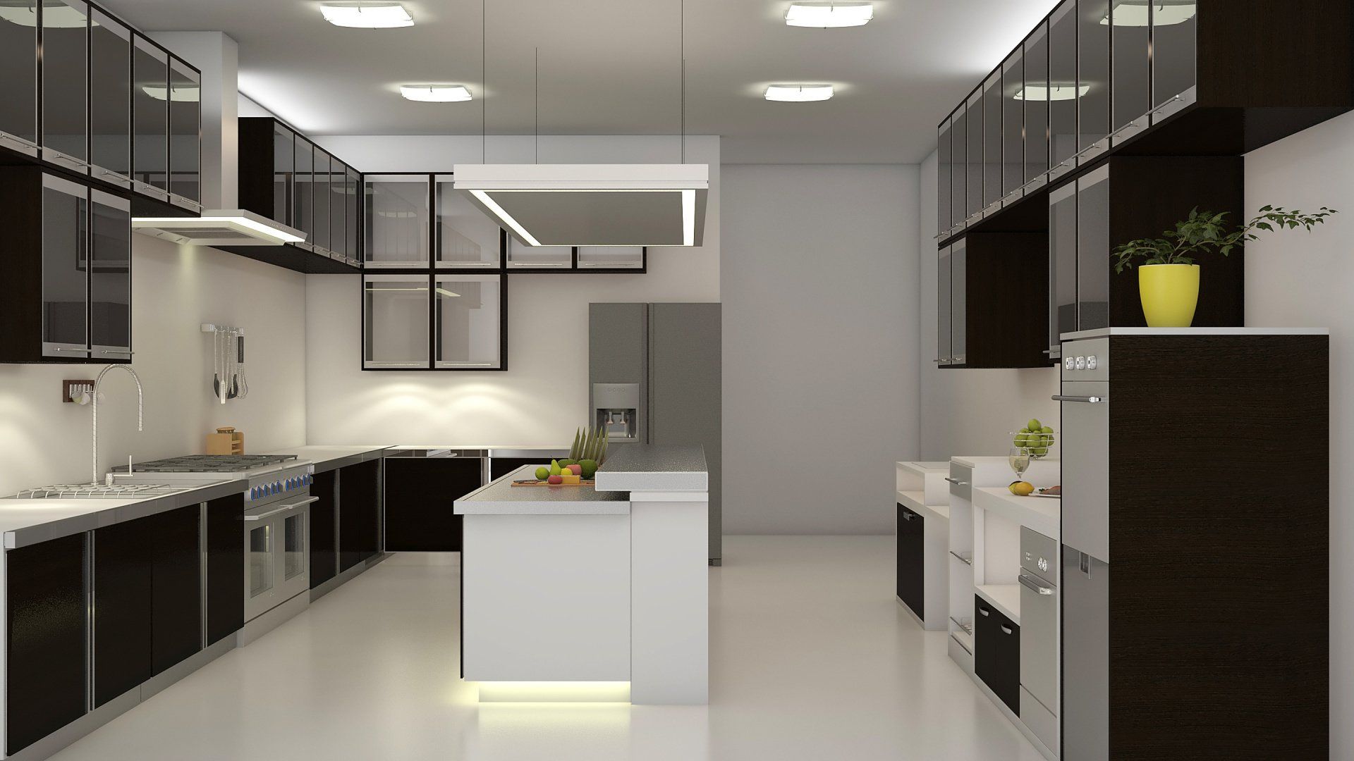 Commercial kitchen with resin floors