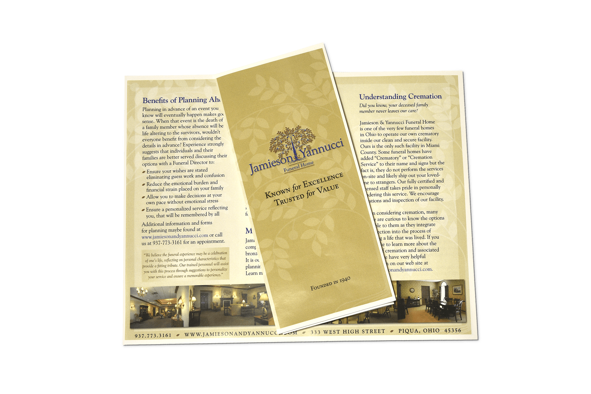 A brochure with a picture of a restaurant on it