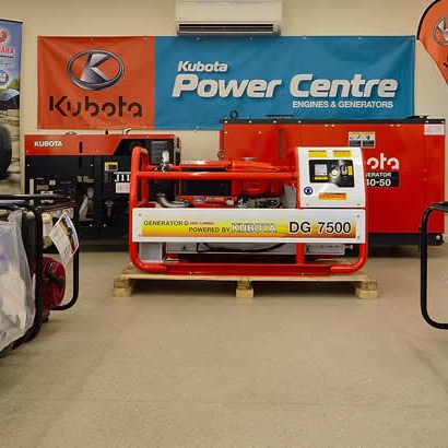 a kubota power centre sign hangs above a generator
