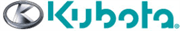 a close up of a kubota logo on a white background