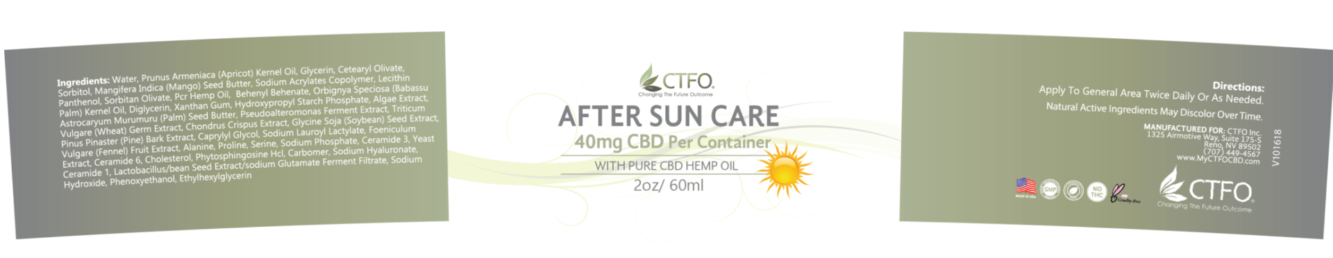 after sun care cbd cream label