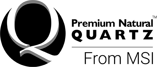 A black and white logo for premium natural quartz from msi