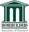 The homebuilders association of maryland logo is a green building with arches.