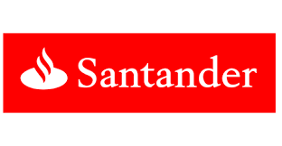 El logotipo de Santander está sobre un fondo rojo.