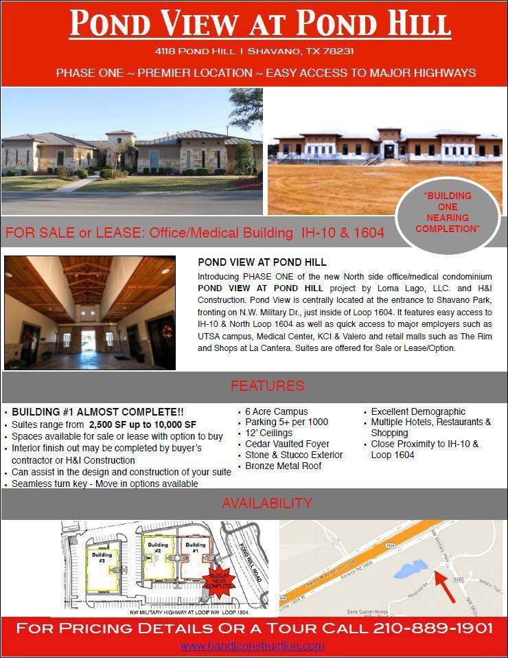 466263 Pond View Flyer — San Antonio, TX — H&I Construction & Remodeling, Inc
