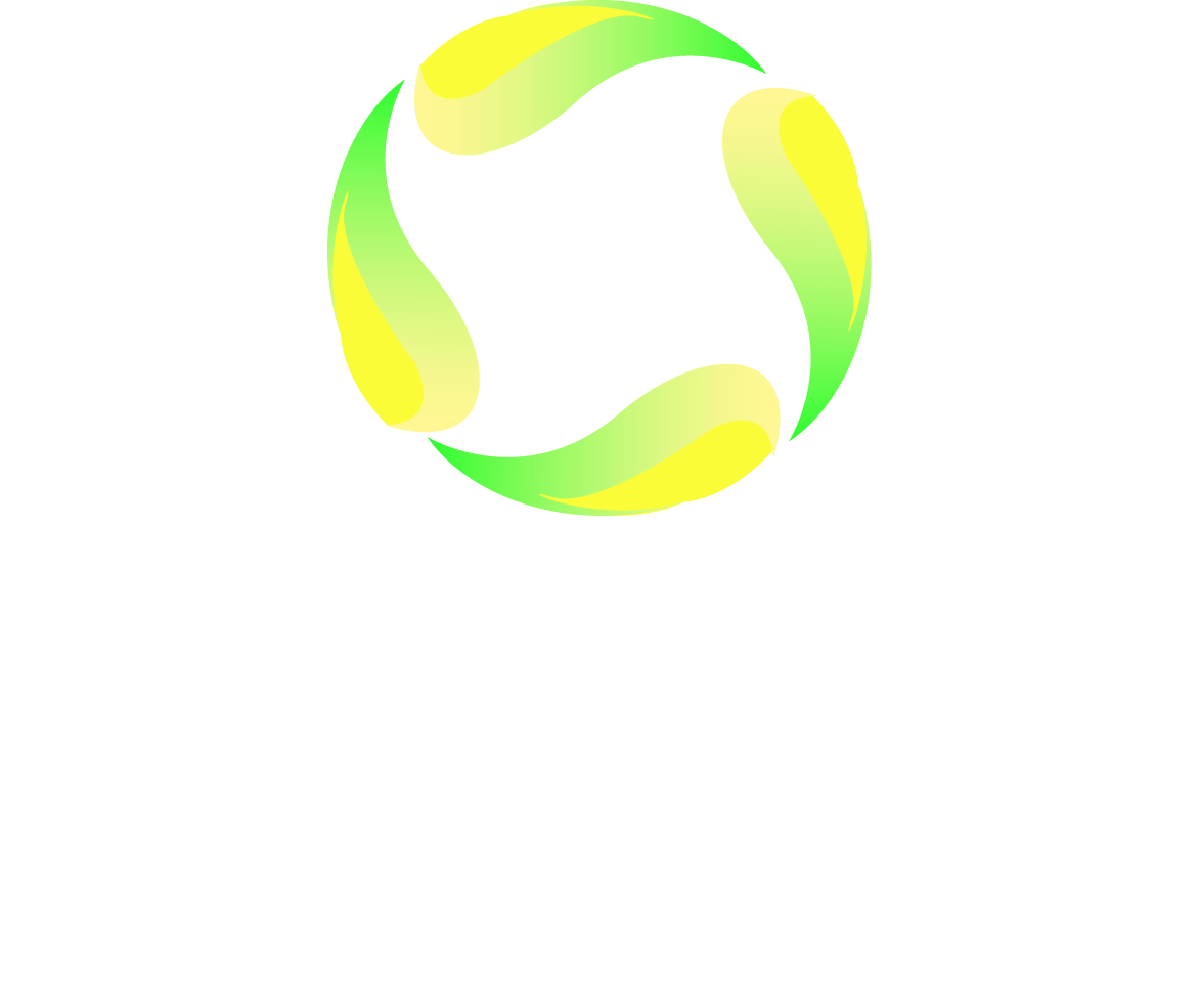 A yellow and green circle on a white background.
