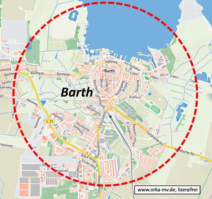 Kartenbild © Hanse- und Universitätsstadt Rostock (CC BY 4.0) Kartendaten © OpenStreetMap (ODbL) und LkKfS-MV. Ihr Immobiliengutachter für Barth