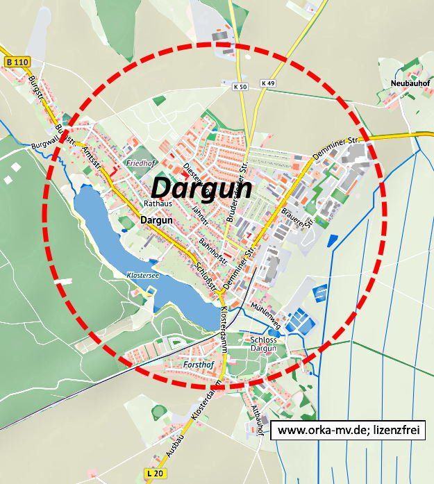 Kartenbild © Hanse- und Universitätsstadt Rostock (CC BY 4.0) Kartendaten © OpenStreetMap (ODbL) und LkKfS-MV. Ihr Immobiliengutachter für Dargun