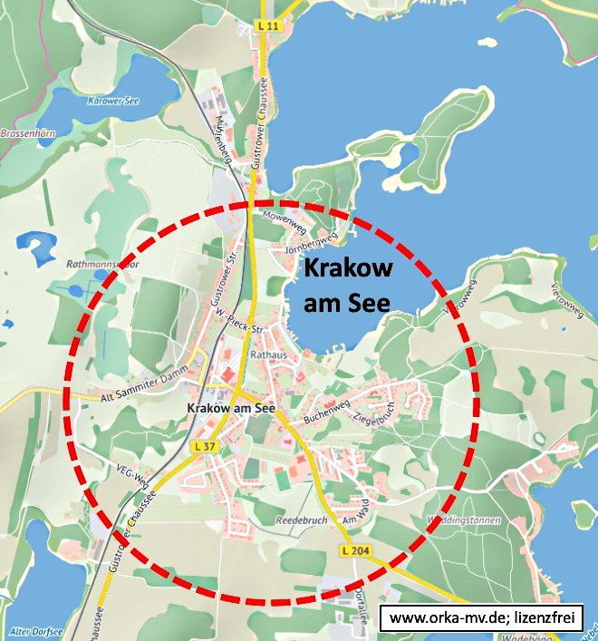 Kartenbild © Hanse- und Universitätsstadt Rostock (CC BY 4.0) Kartendaten © OpenStreetMap (ODbL) und LkKfS-MV. Ihr Immobiliengutachter für den Luftkurort Krakow am See