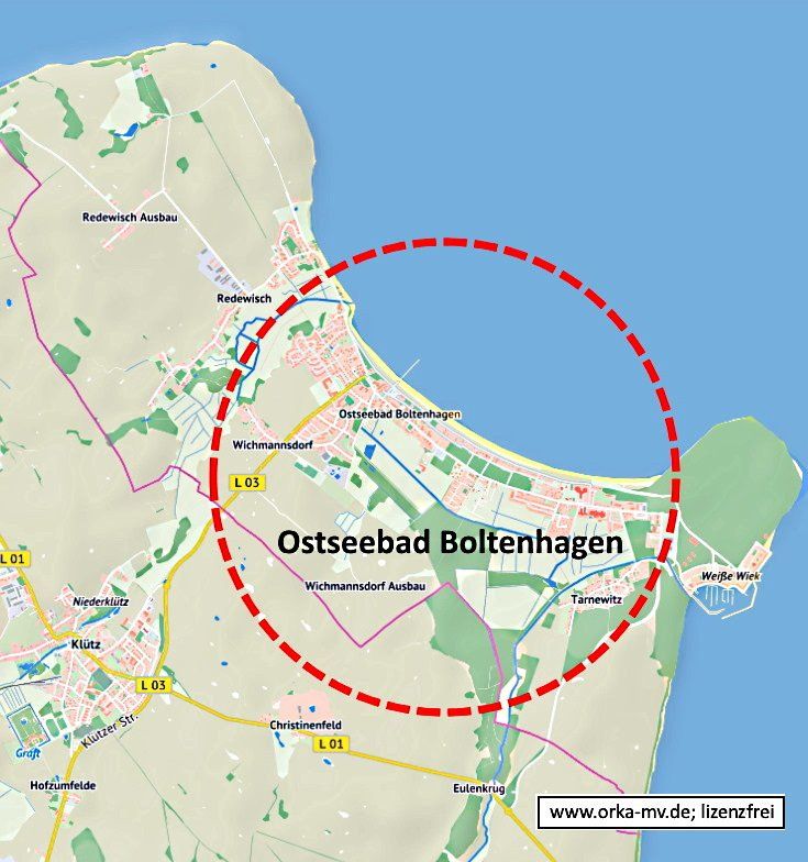 Kartenbild © Hanse- und Universitätsstadt Rostock (CC BY 4.0) Kartendaten © OpenStreetMap (ODbL) und LkKfS-MV Immobilienbewertung im Ostseebad Boltenhagen