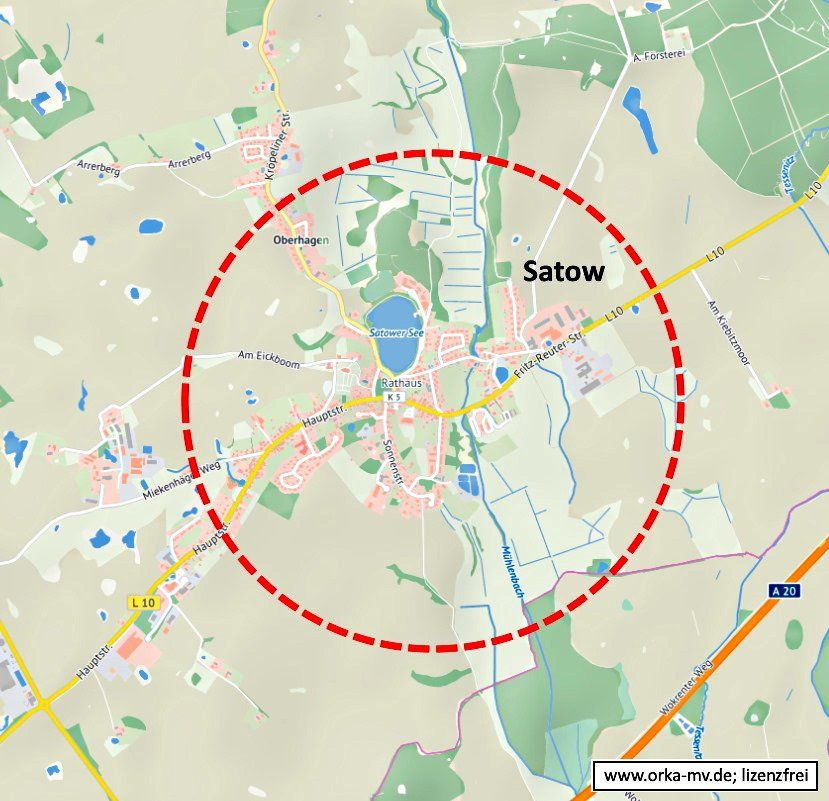 Kartenbild © Hanse- und Universitätsstadt Rostock (CC BY 4.0) Kartendaten © OpenStreetMap (ODbL) und LkKfS-MV. Ihr Immobiliengutachter für Satow