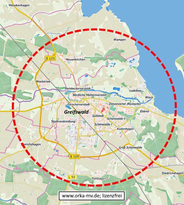 Kartenbild © Hanse- und Universitätsstadt Rostock (CC BY 4.0) Kartendaten © OpenStreetMap (ODbL) und LkKfS-MV. Hanse- und Universitätsstadt Greifswald - Ihr Immobiliengutachter