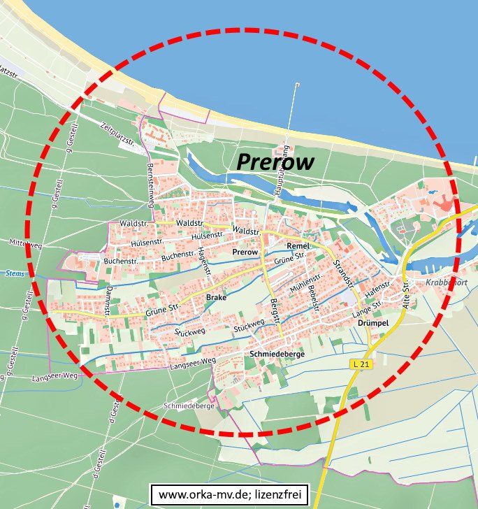 Kartenbild © Hanse- und Universitätsstadt Rostock (CC BY 4.0) Kartendaten © OpenStreetMap (ODbL) und LkKfS-MV. Ostseebad Prerow - Ihr Immobiliengutachter