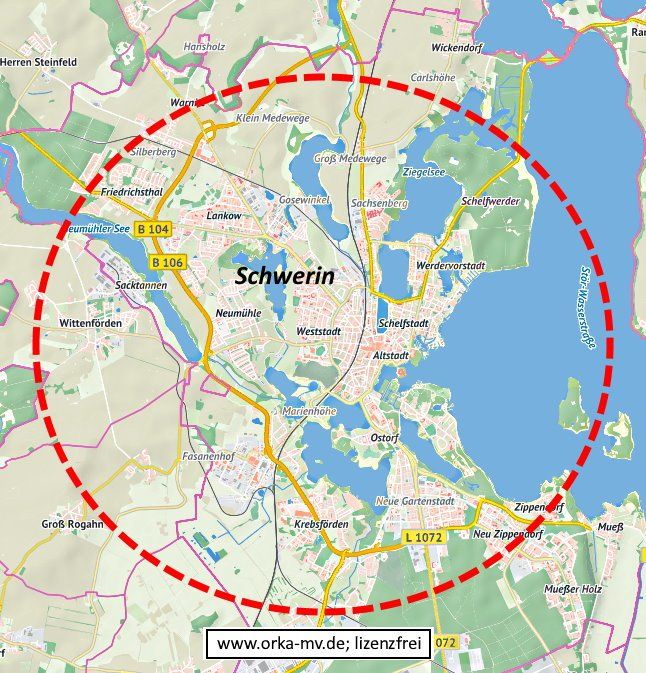 Kartenbild © Hanse- und Universitätsstadt Rostock (CC BY 4.0) Kartendaten © OpenStreetMap (ODbL) und LkKfS-MV. Landeshauptstadt Schwerin Ihr Immobiliengutachter