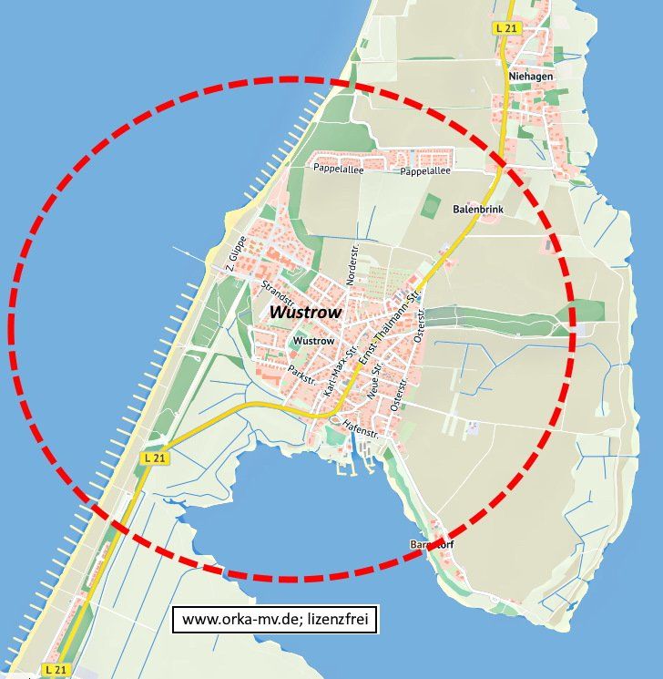 Kartenbild © Hanse- und Universitätsstadt Rostock (CC BY 4.0) Kartendaten © OpenStreetMap (ODbL) und LkKfS-MV. Ostseebad Wustrow - Ihr Immobiliengutachter