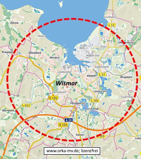 Kartenbild © Hanse- und Universitätsstadt Rostock (CC BY 4.0) Kartendaten © OpenStreetMap (ODbL) und LkKfS-MV. Hansestadt Wismar - Ihr Immobiliengutachter