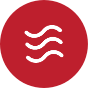 A red circle with three white waves inside of it.