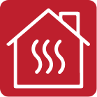 An icon of a house with smoke coming out of the chimney.