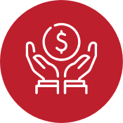 A pair of hands holding a dollar sign in a red circle.